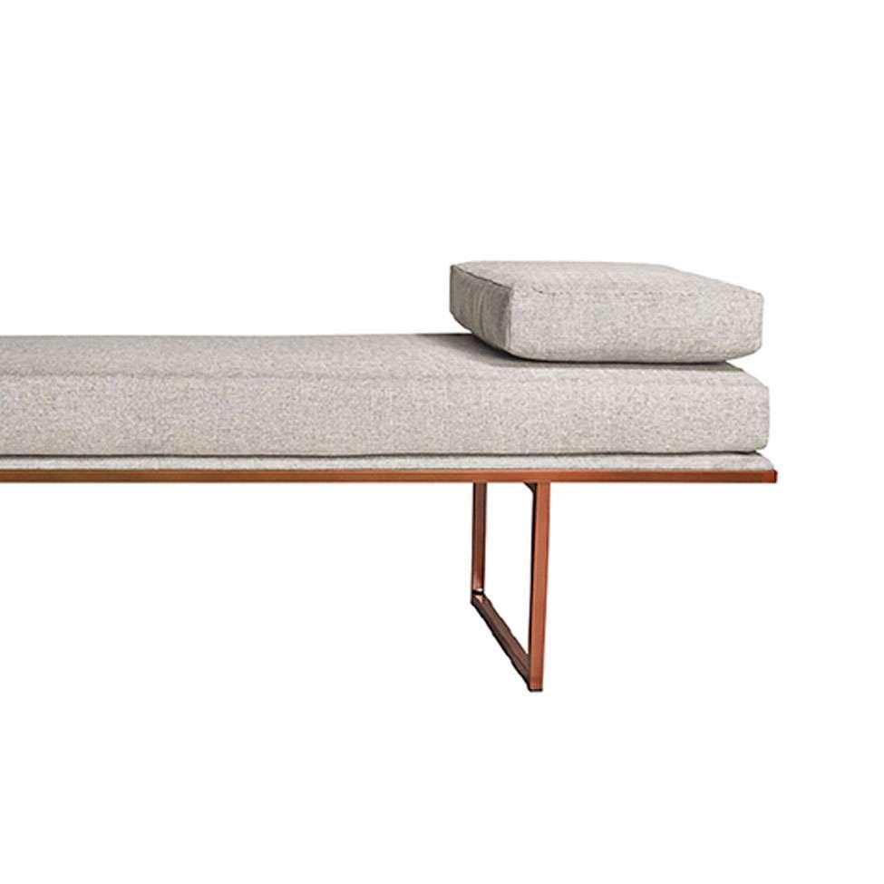 Banco 2 Lugares Galli Linho Bege e Dourado 140 cm - 2