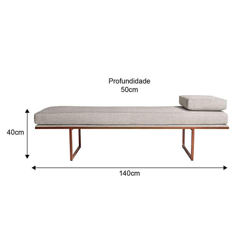 Banco 2 Lugares Galli Linho Bege e Dourado 140 cm - 3