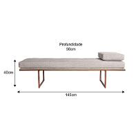 Banco 2 Lugares Galli Linho Bege e Dourado 140 cm - 3