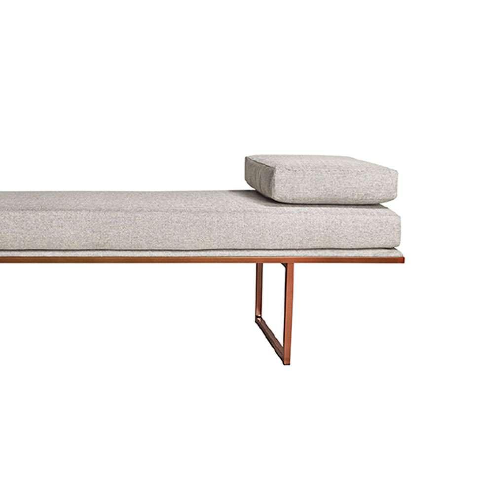 Banco 2 Lugares Galli Linho Bege e Dourado 160 cm - 2