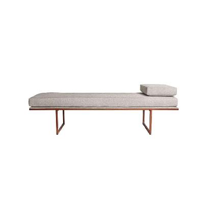 Banco 2 Lugares Galli Linho Bege e Dourado 160 cm