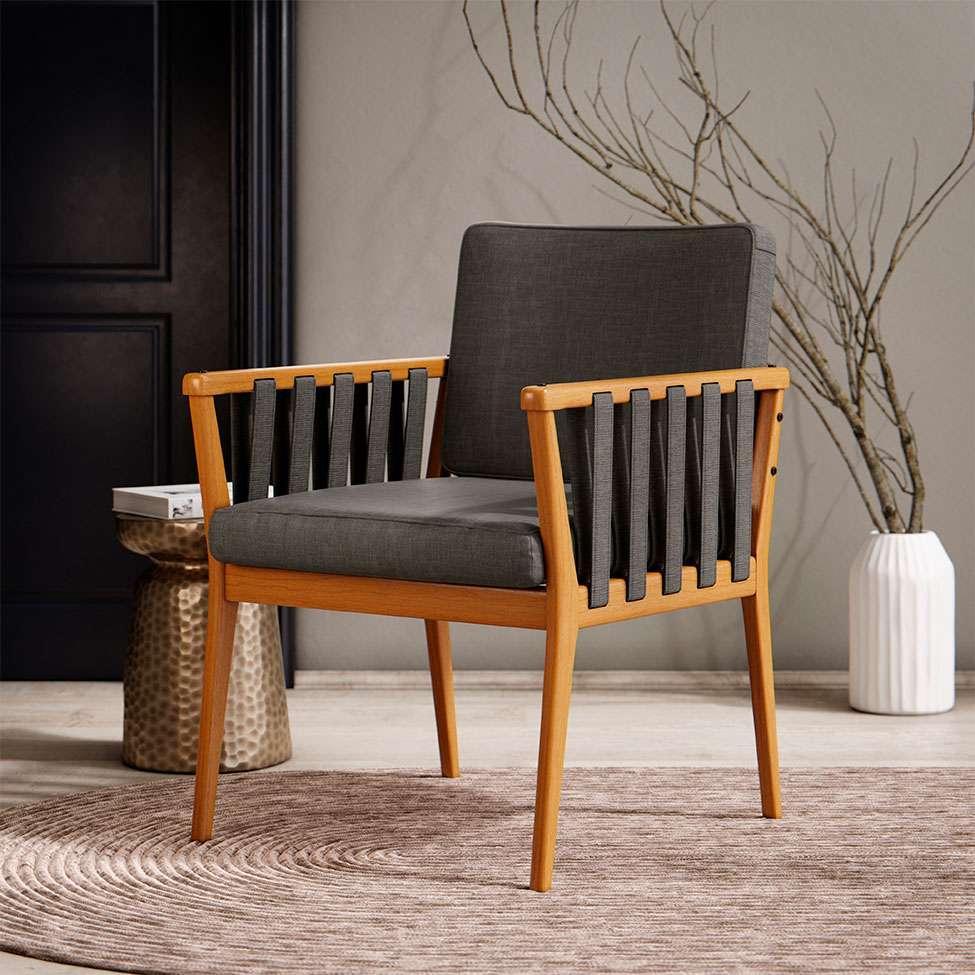 Poltrona Chicago Linho Cinza - 2