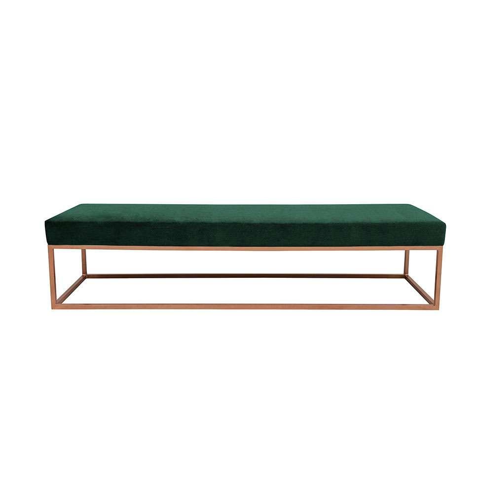 Banco 2 Lugares Giulia Veludo Verde e Dourado 140 cm - 1