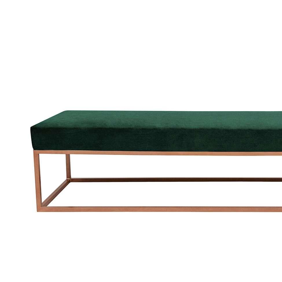 Banco 2 Lugares Giulia Veludo Verde e Dourado 140 cm - 2