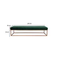 Banco 2 Lugares Giulia Veludo Verde e Dourado 140 cm - 3