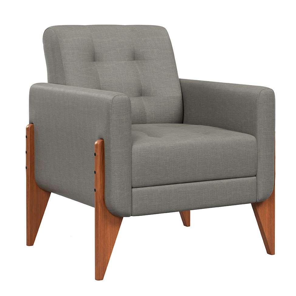 Poltrona Brooklin Linho Cimento - 1