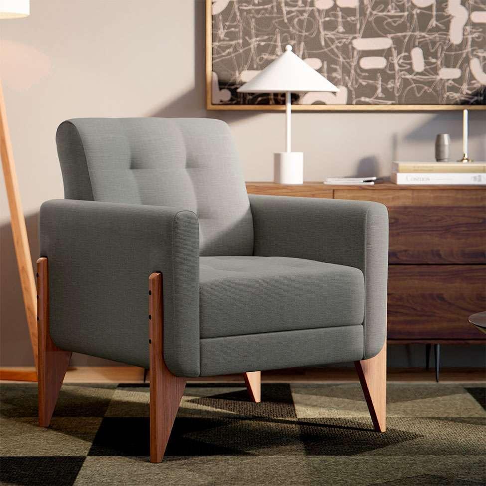 Poltrona Brooklin Linho Cimento - 2