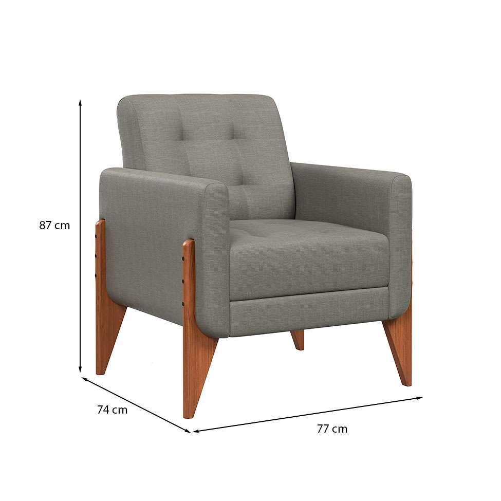 Poltrona Brooklin Linho Cimento - 3