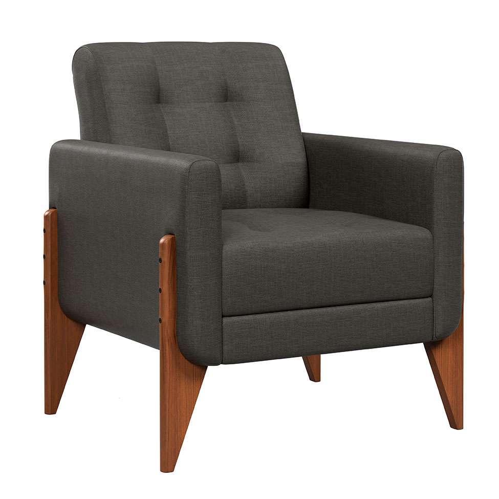 Poltrona Brooklin Linho Cinza - 1