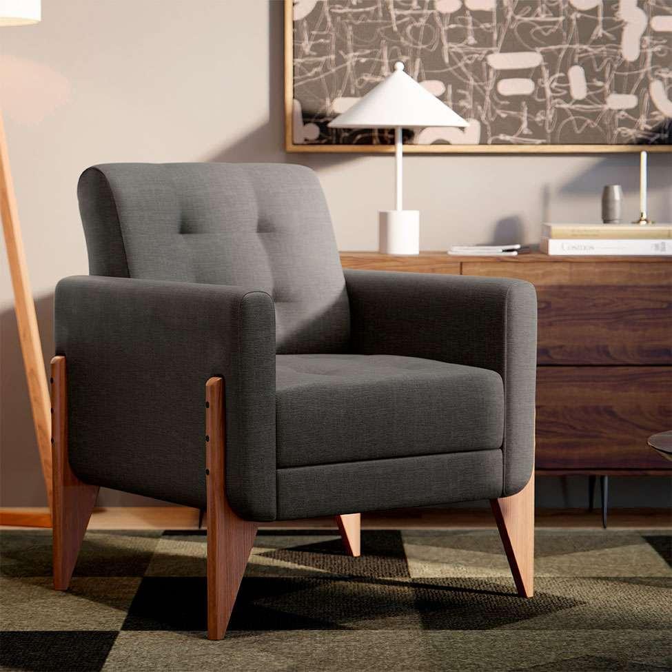 Poltrona Brooklin Linho Cinza - 2