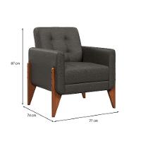 Poltrona Brooklin Linho Cinza - 3