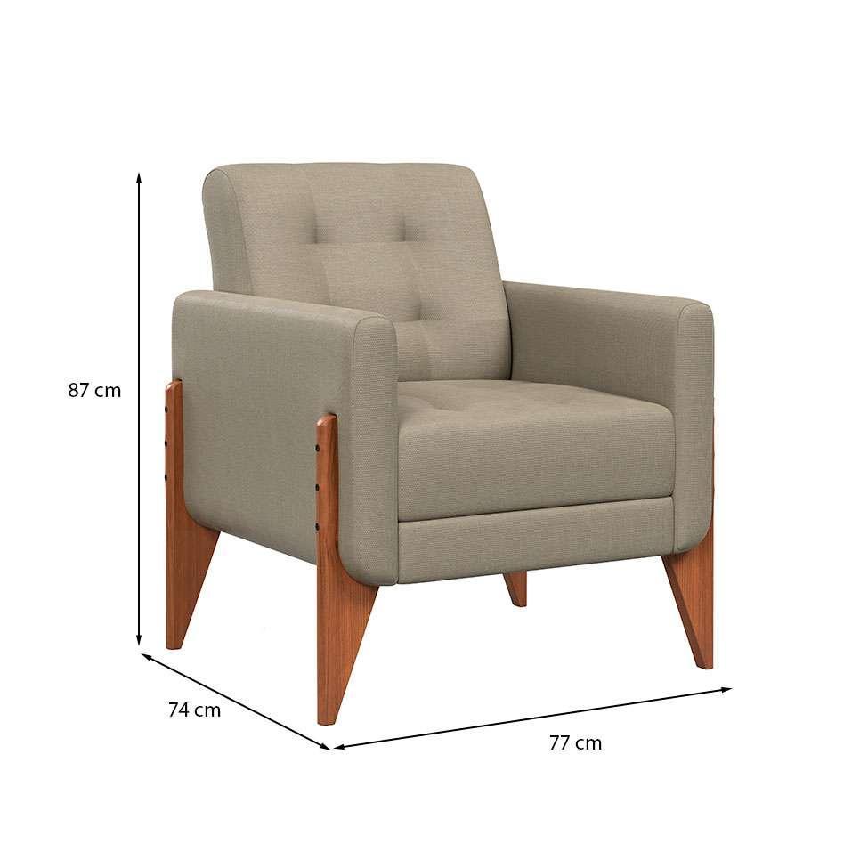 Poltrona Brooklin Linho Areia - 3