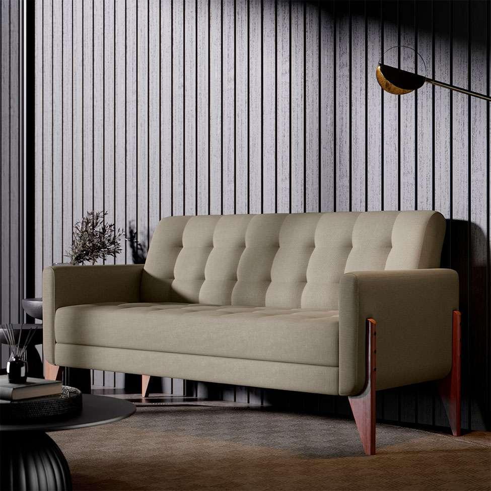 Sofá 3 Lugares Brooklin Linho Areia 230 cm - 2