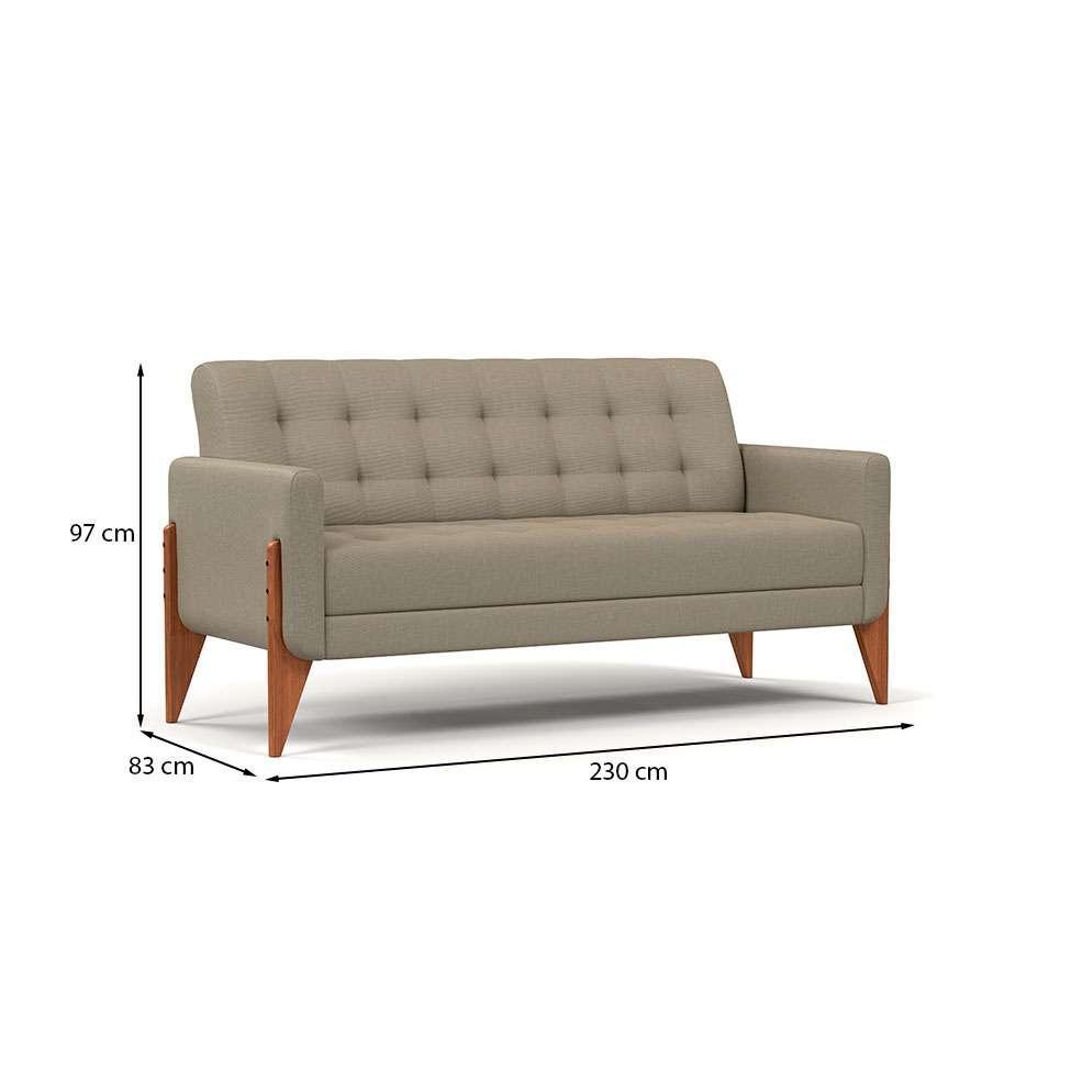 Sofá 3 Lugares Brooklin Linho Areia 230 cm - 3