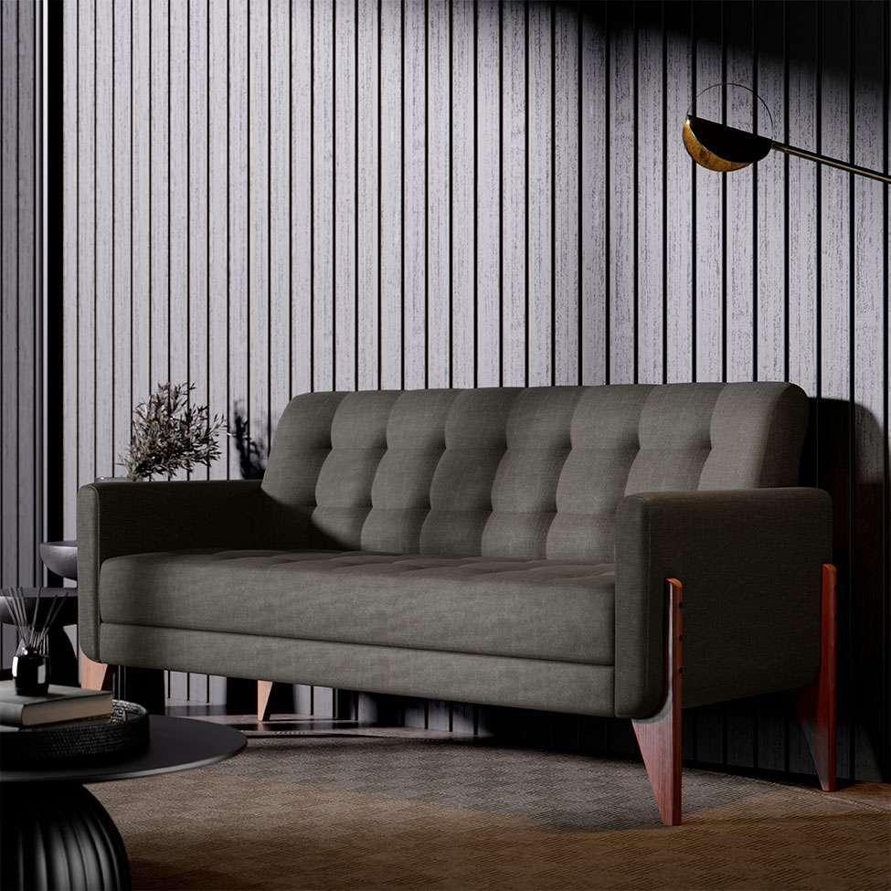 Sofá 3 Lugares Brooklin Linho Mescla 200 cm - 2