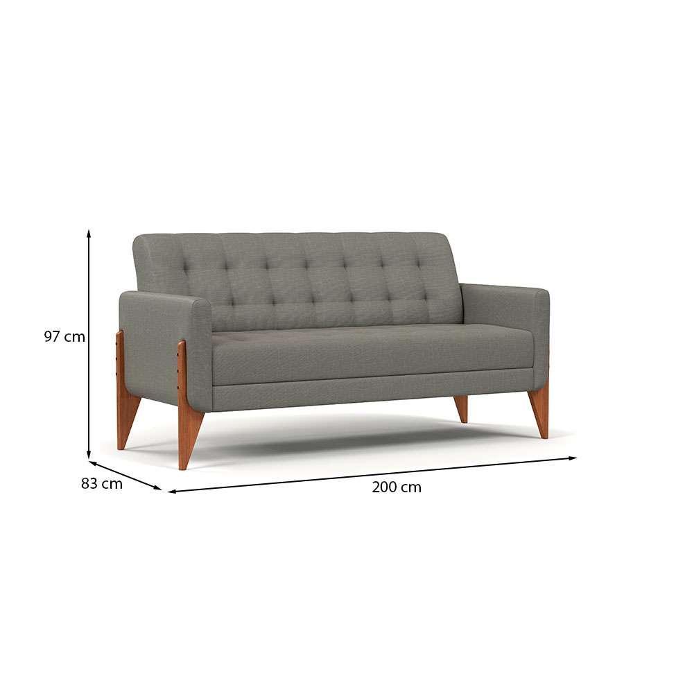 Sofá 3 Lugares Brooklin Linho Cimento 200 cm - 3