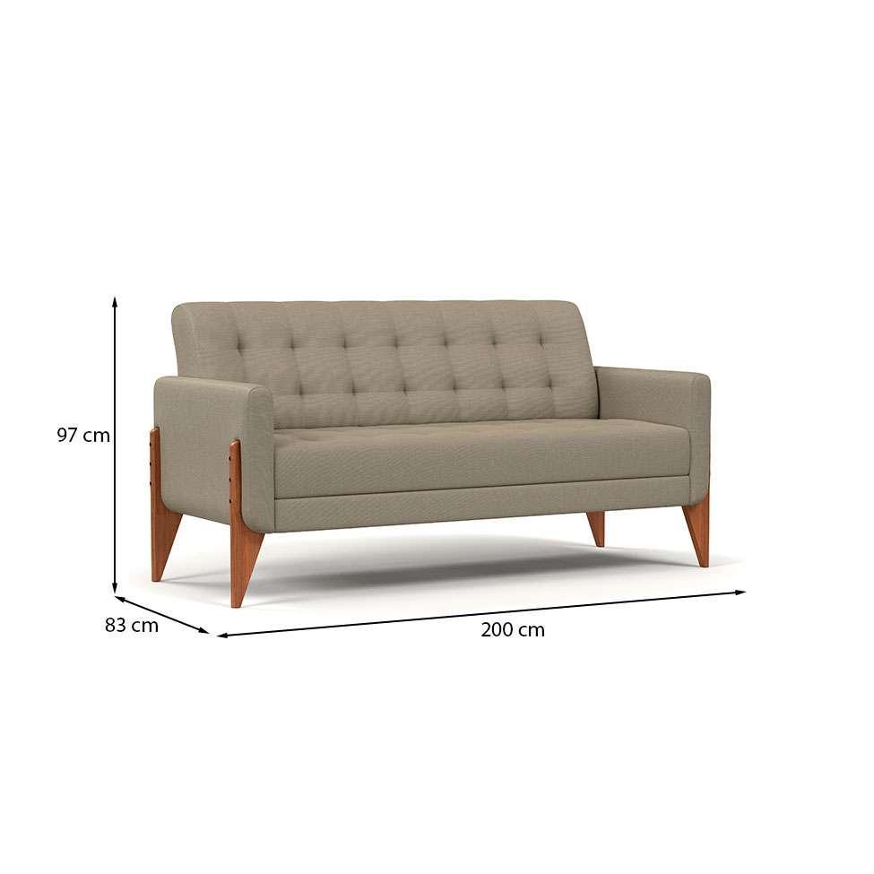 Sofá 3 Lugares Brooklin Linho Areia 200 cm - 3