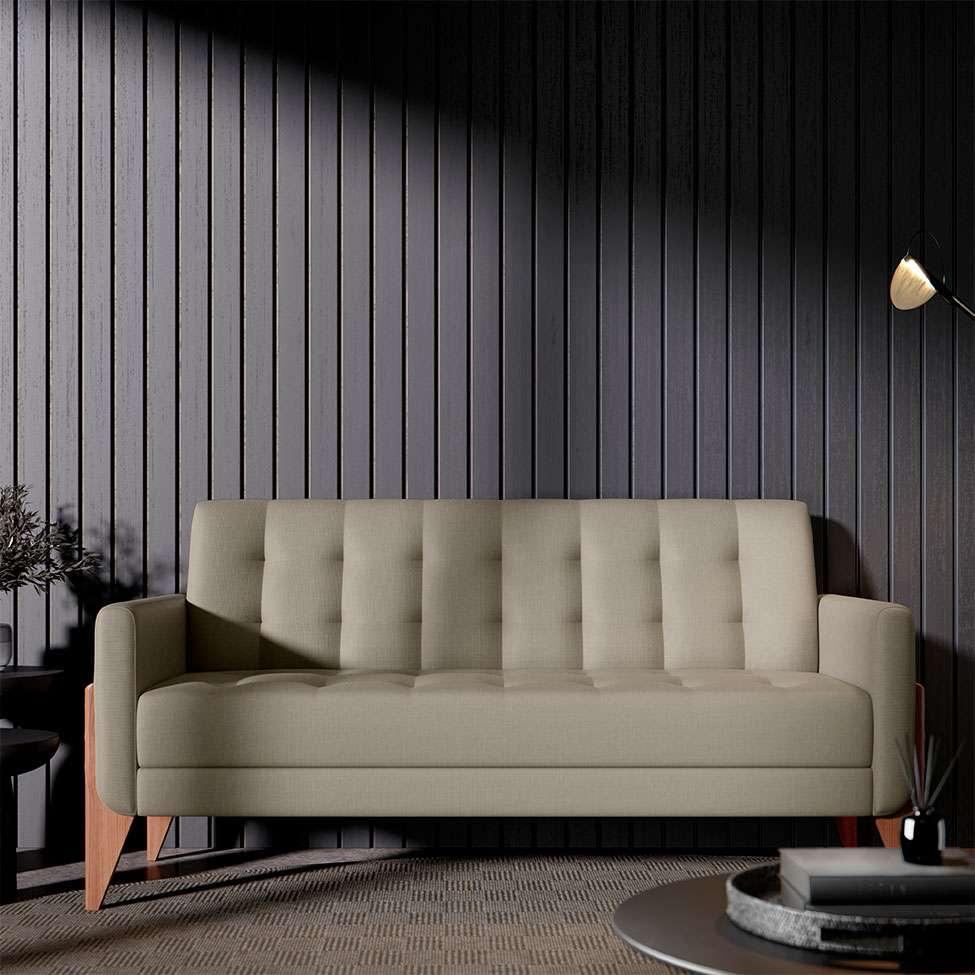 Sofá 3 Lugares Brooklin Linho Areia 200 cm - 4