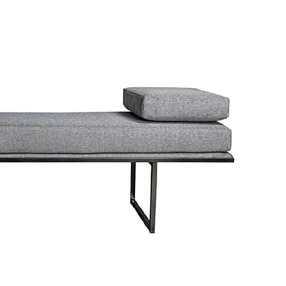 Banco 2 Lugares Galli Linho Cinza e Preto 100 cm - 2