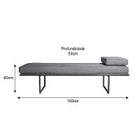 Banco 2 Lugares Galli Linho Cinza e Preto 100 cm - 3