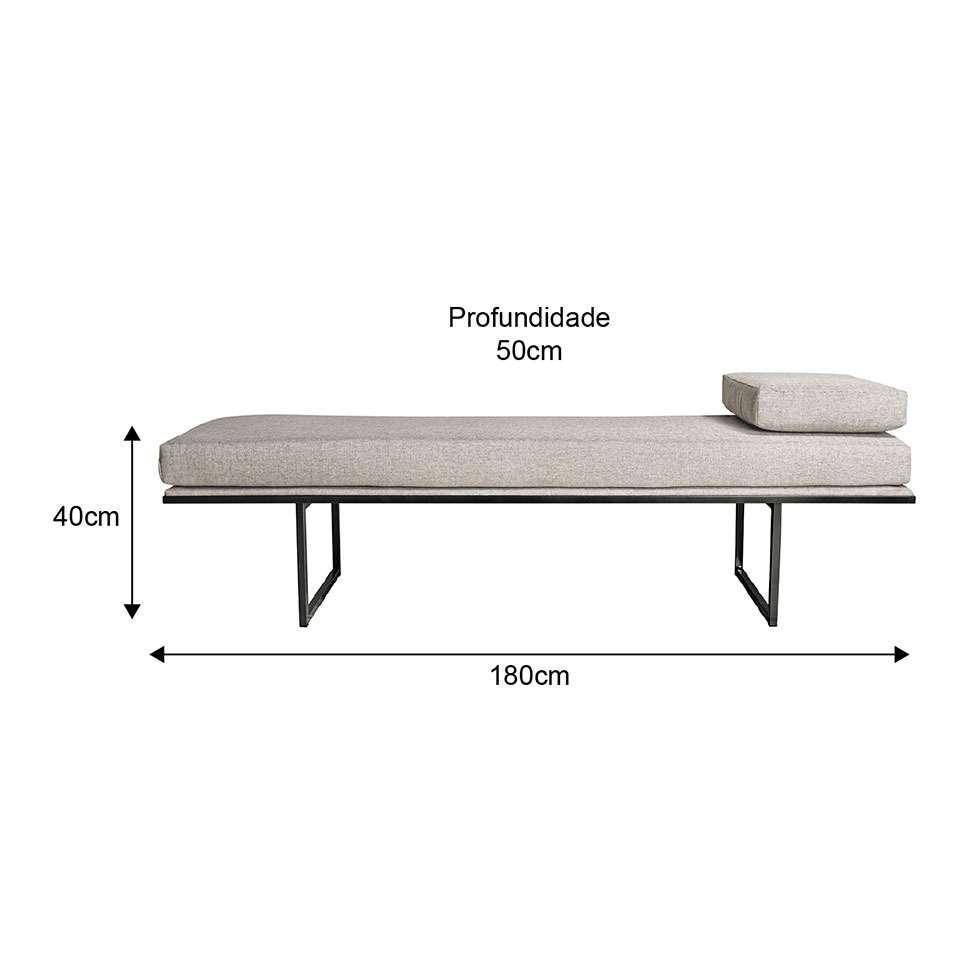 Banco 3 Lugares Galli Linho Bege e Preto 180 cm - 3