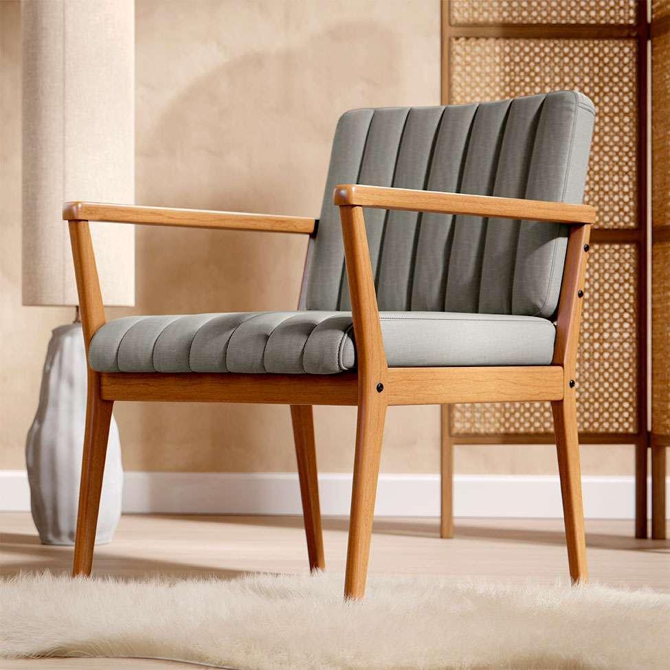 Poltrona Miami Linho Cimento - 2