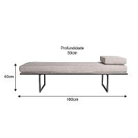 Banco 2 Lugares Galli Linho Bege e Preto 160 cm - 3