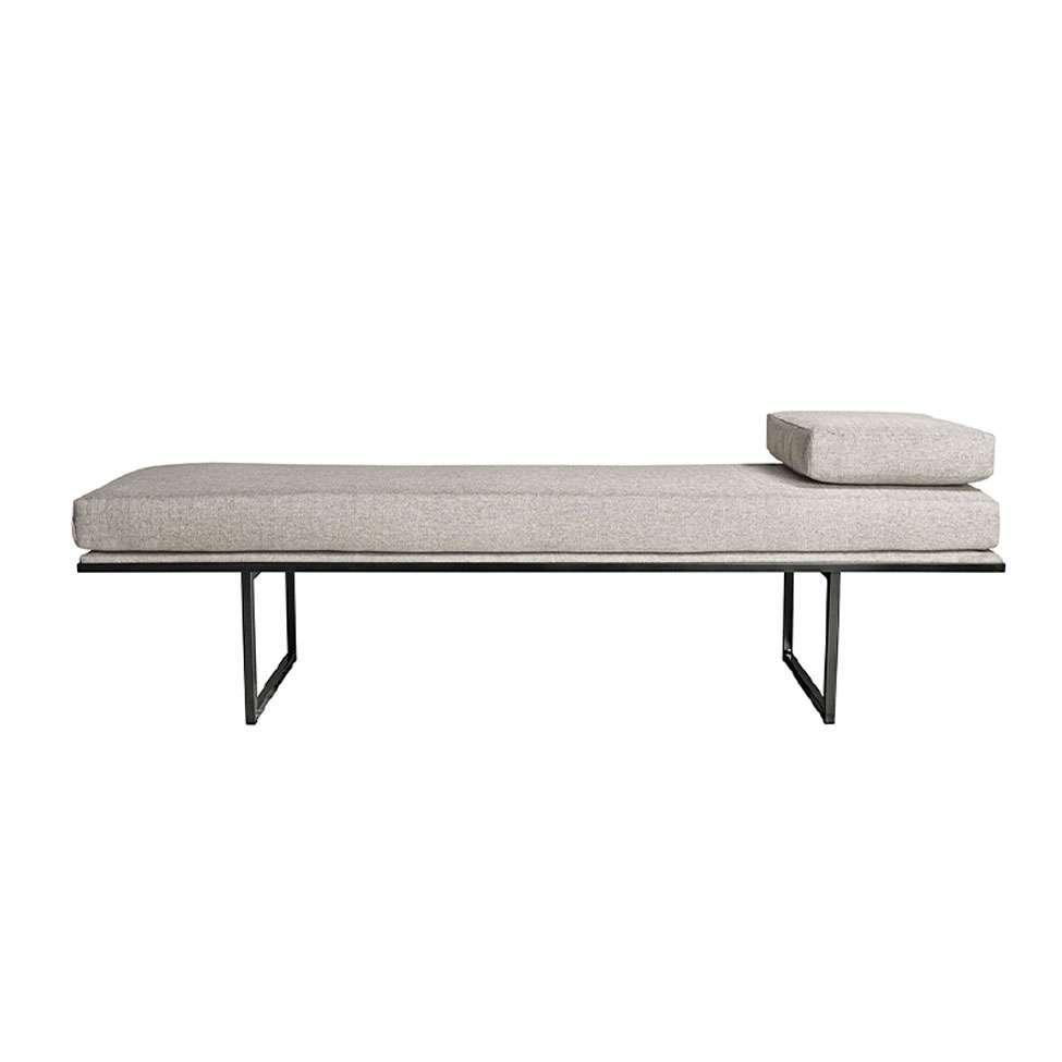 Banco 2 Lugares Galli Linho Bege e Preto 140 cm - 1