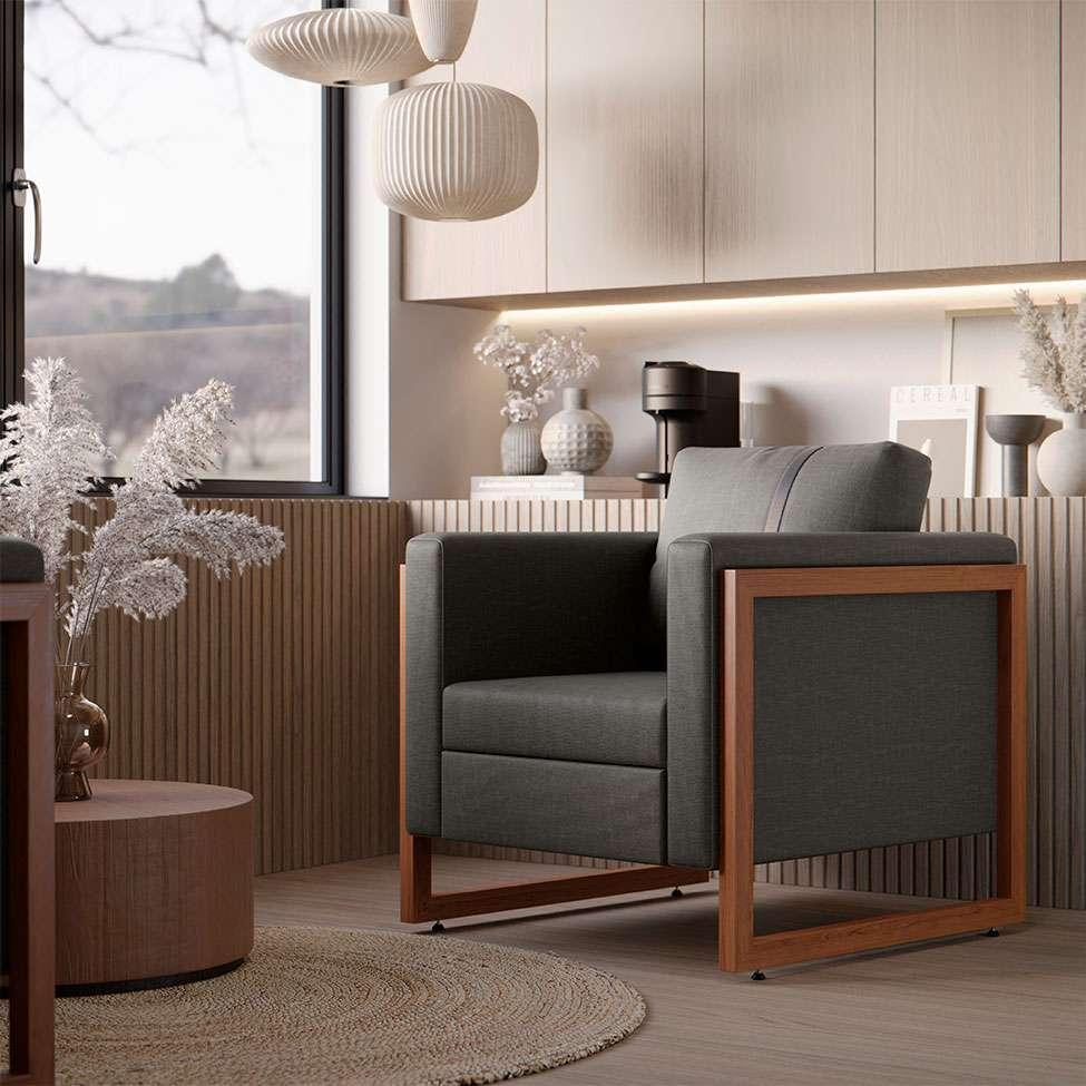 Poltrona Lin Linho Cinza - 5