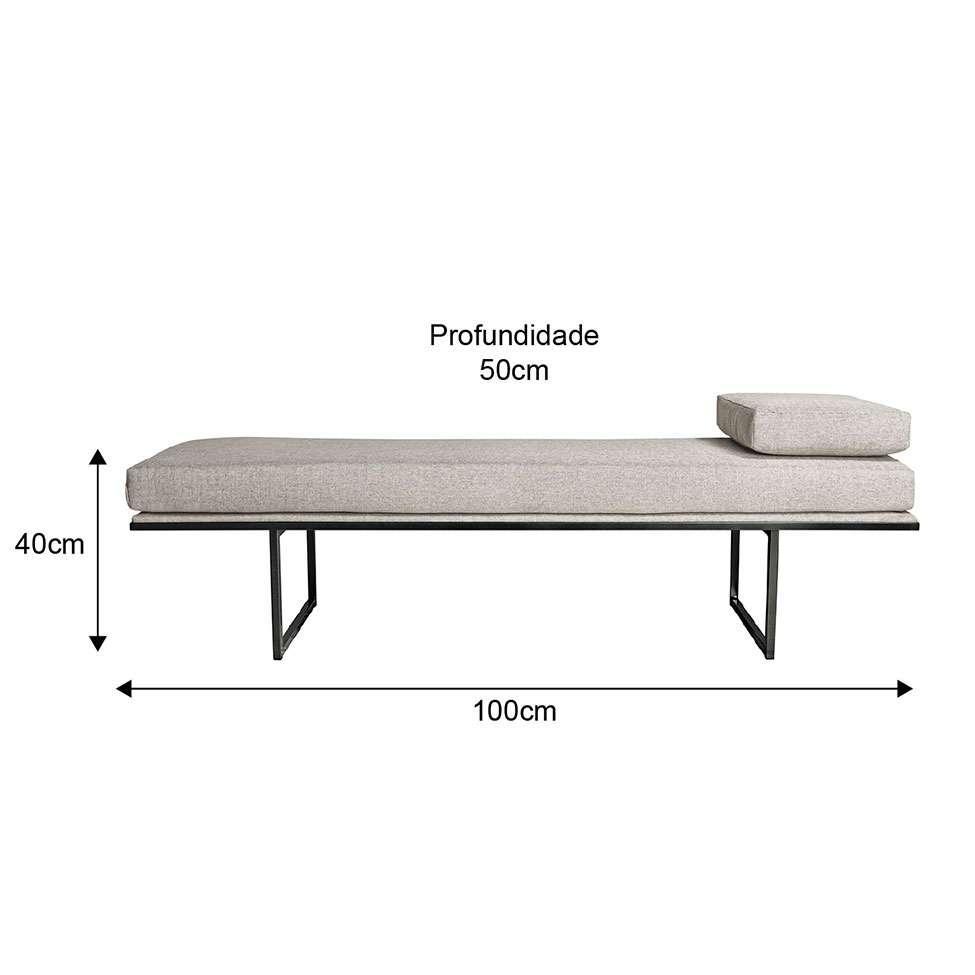 Banco 2 Lugares Galli Linho Bege e Preto 100 cm - 3