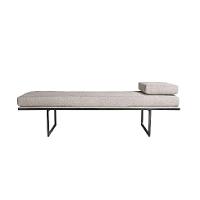 Banco 2 Lugares Galli Linho Bege e Preto 100 cm - 1