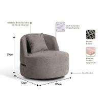 Poltrona Laila Bouclé Bege e Preta - 5