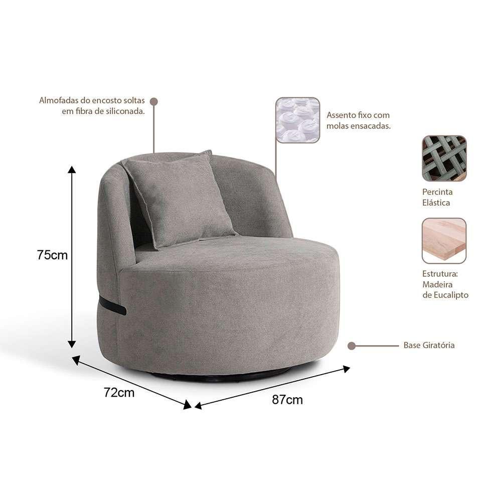 Poltrona Laila Bouclé Cinza e Preta - 4