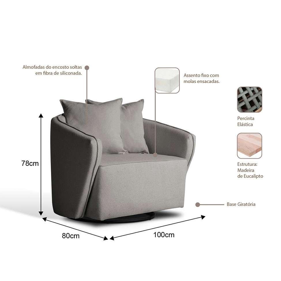 Poltrona Antonella Veludo Cinza - 4