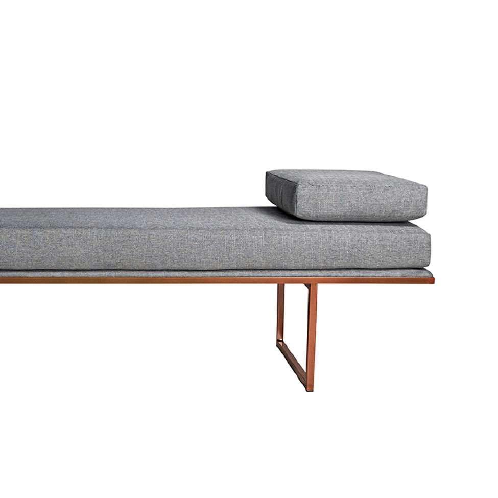 Banco 3 Lugares Galli Linho Cinza e Dourado 180 cm - 2