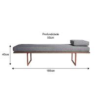 Banco 3 Lugares Galli Linho Cinza e Dourado 180 cm - 3