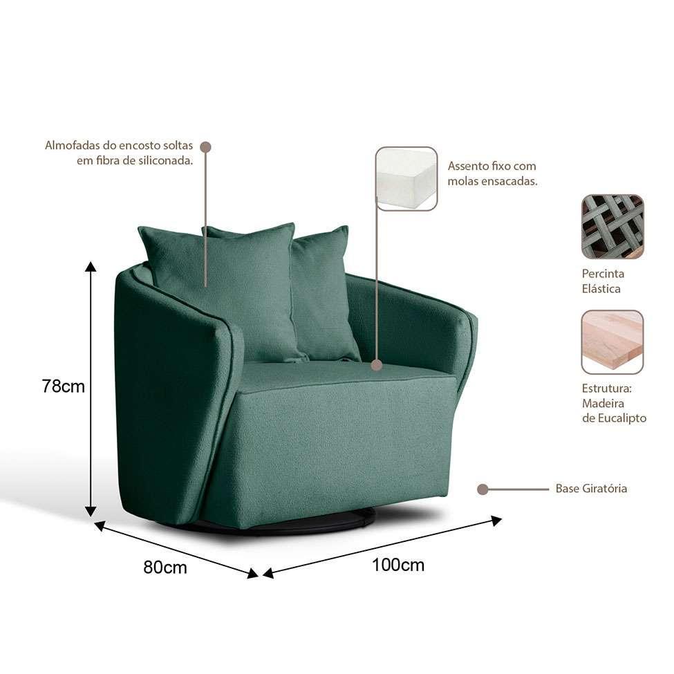 Poltrona Antonella Veludo Verde - 4