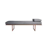 Banco 2 Lugares Galli Linho Cinza e Dourado 160 cm - 1