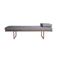 Banco 2 Lugares Galli Linho Cinza e Dourado 100 cm - 1