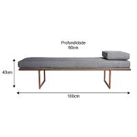 Banco 2 Lugares Galli Linho Cinza e Dourado 100 cm - 3