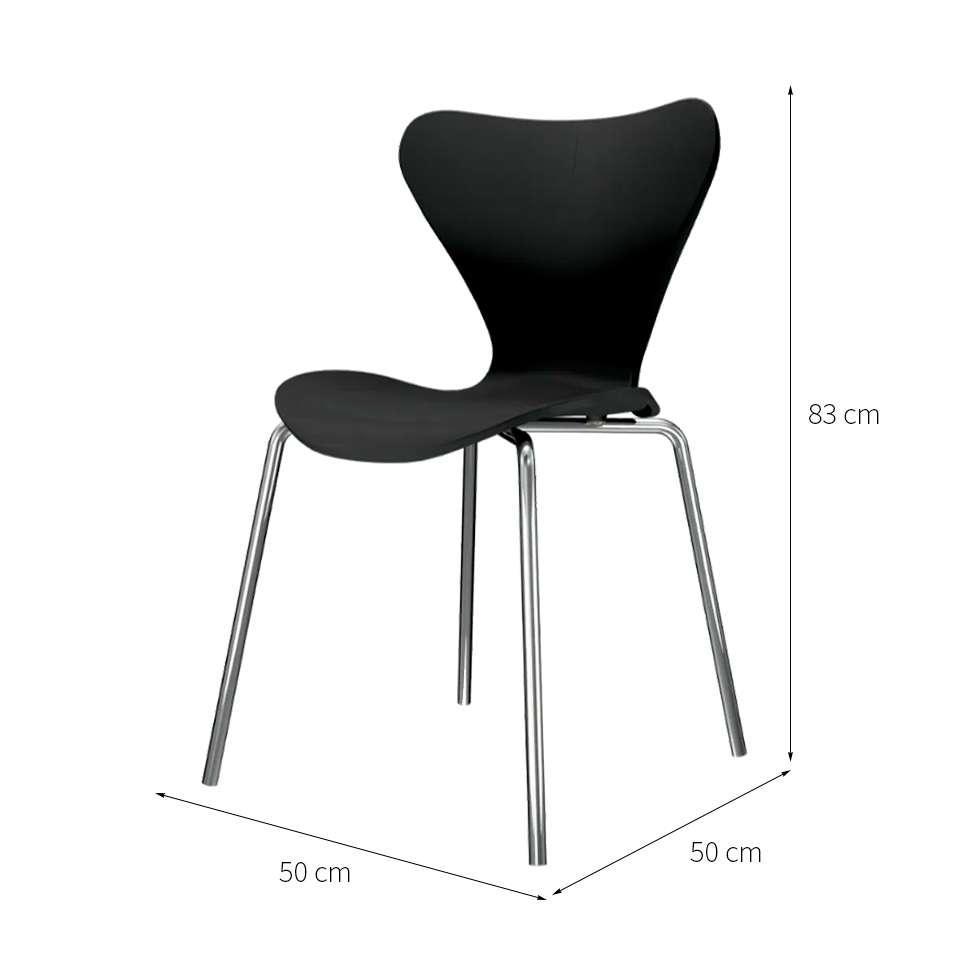 Conjunto com 2 Cadeiras Jacobsen Preto e Cromado - 3