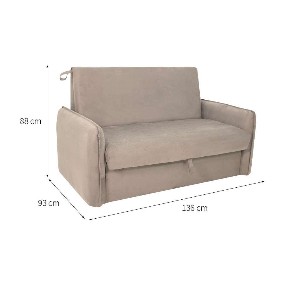 Sofá-Cama Casal com Baú 2 Lugares Zaia Suede Bege - 3