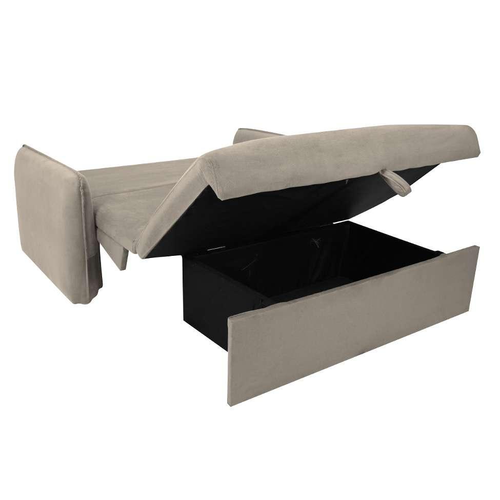 Sofá-Cama Casal com Baú 2 Lugares Zaia Suede Bege - 4