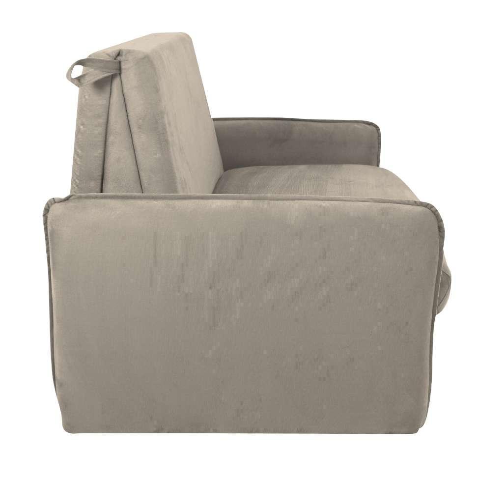 Sofá-Cama Casal com Baú 2 Lugares Zaia Suede Bege - 7