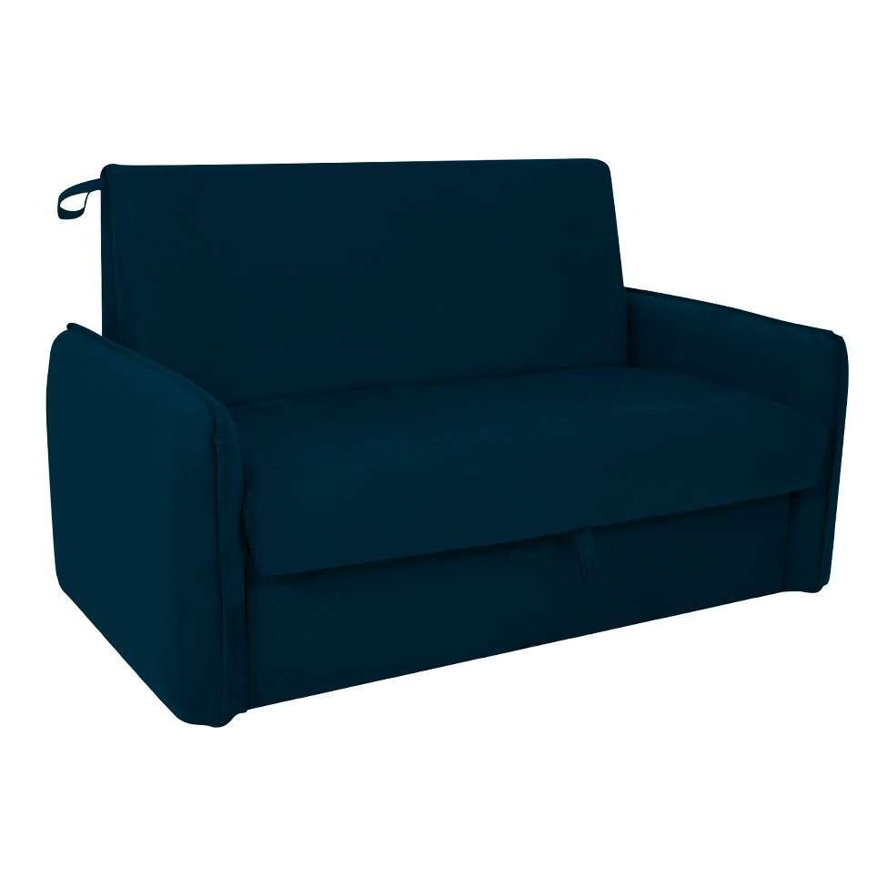 Sofá-Cama Casal com Baú 2 Lugares Zaia Suede Azul - 1