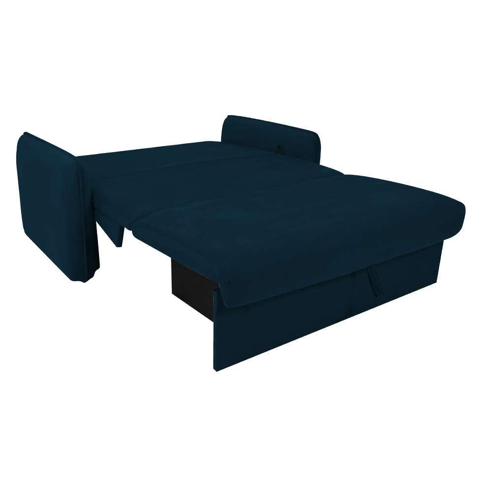 Sofá-Cama Casal com Baú 2 Lugares Zaia Suede Azul - 5