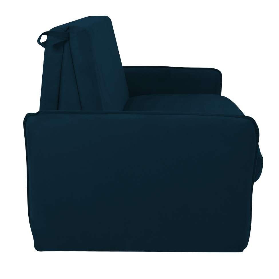 Sofá-Cama Casal com Baú 2 Lugares Zaia Suede Azul - 7