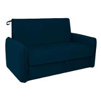 Sofá-Cama Casal com Baú 2 Lugares Zaia Suede Azul - 1