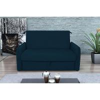 Sofá-Cama Casal com Baú 2 Lugares Zaia Suede Azul - 2