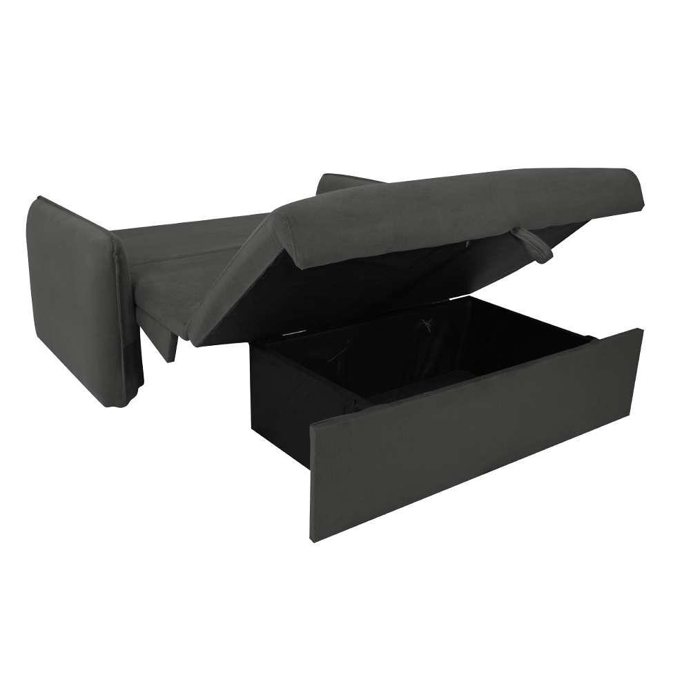 Sofá-Cama Casal com Baú 2 Lugares Zaia Suede Cinza - 1